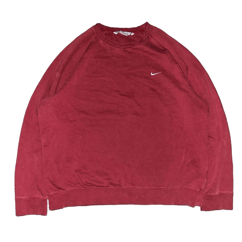 Vintage Y2K Nike Burgundy Red Distressed Crewneck Sweatshirt Mens Size Large VTG